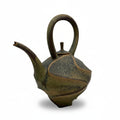 Green Sandblasted Carved Teapot