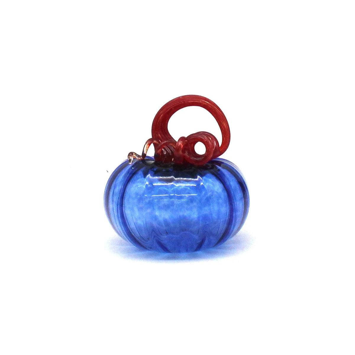 Glass Pumpkin - Royal Blue with Red Stem