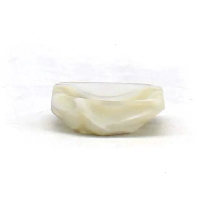 Trace White and Clear Stripe Glass Salt Cellar