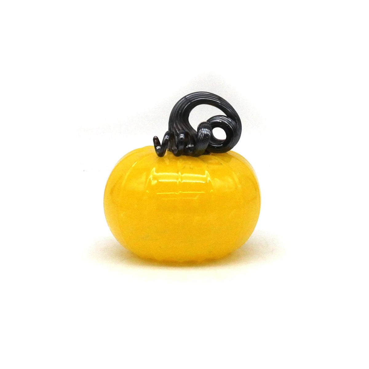 Glass Pumpkin - Yellow with Black stem