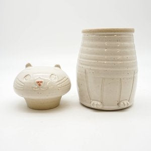 Tall Cat Urn - White