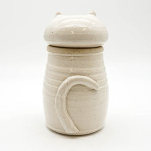 Tall Cat Urn - White