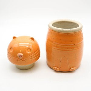 Tall Cat Urn - Orange