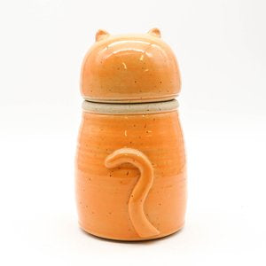 Tall Cat Urn - Orange