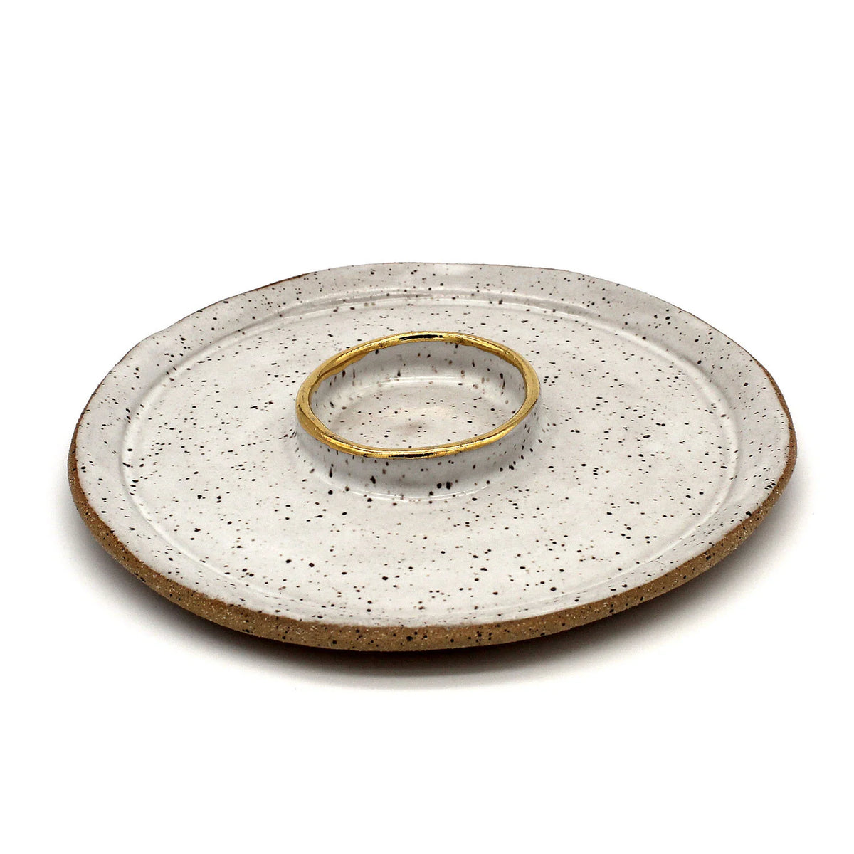 Sm. Whitespeckled Condiment Plate