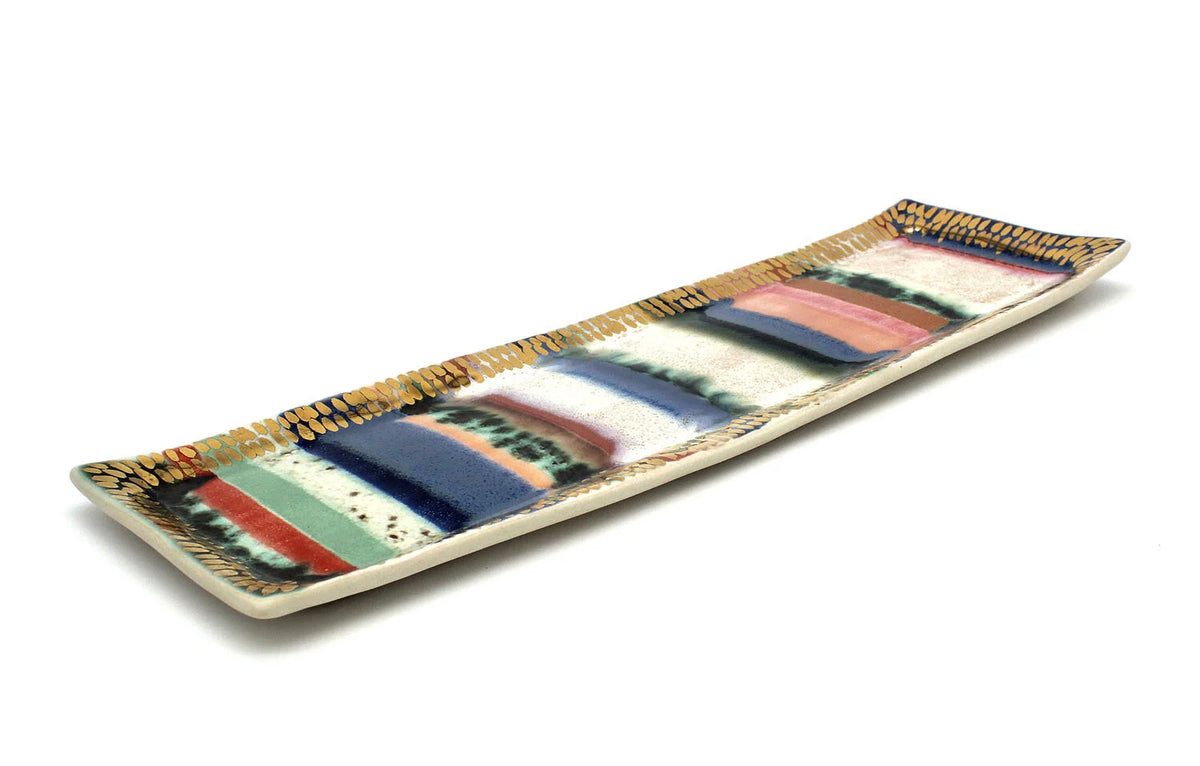 Striped Long Tray w/ Gold