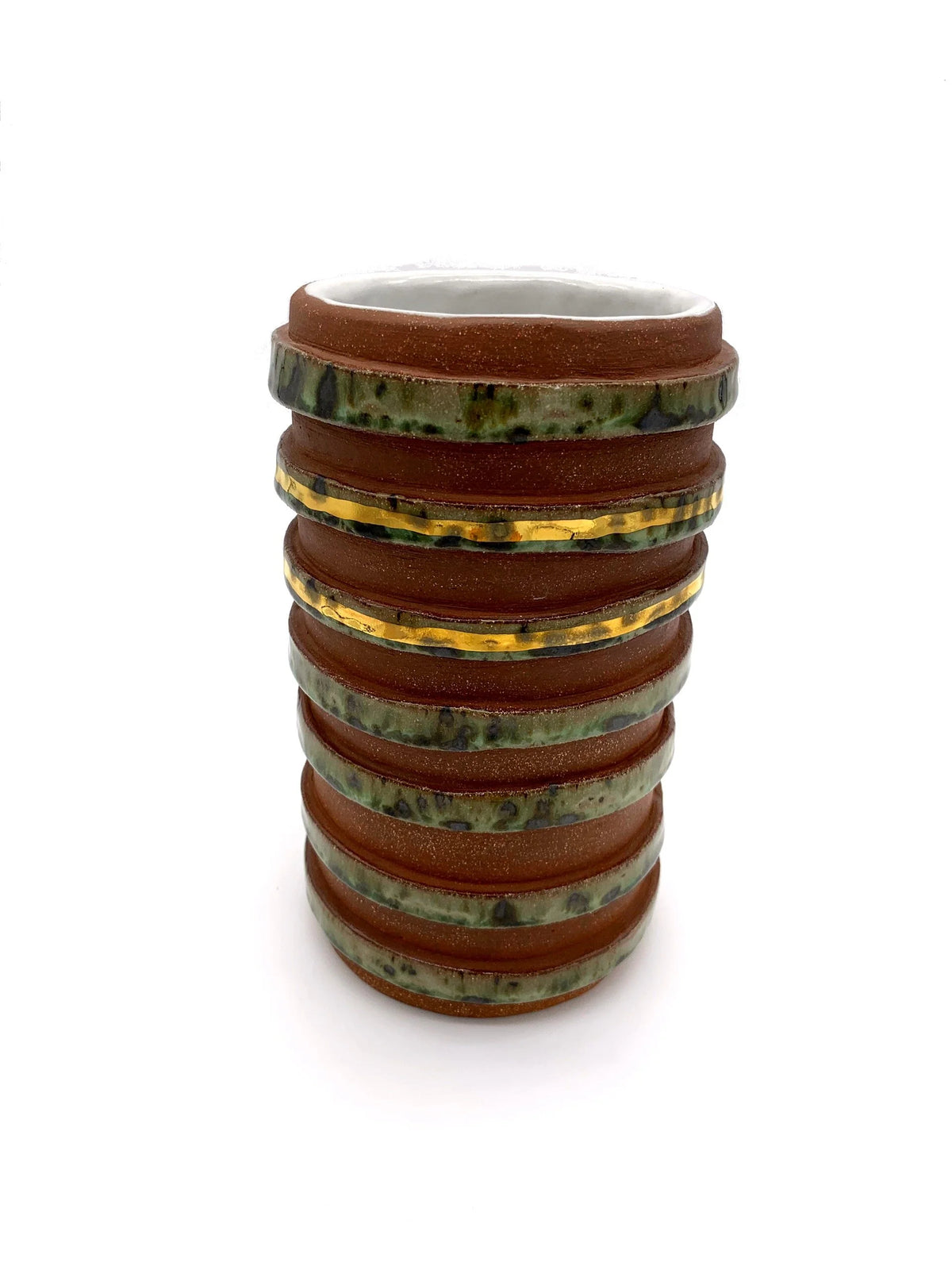 Turquoise Striped Cylinder Vase