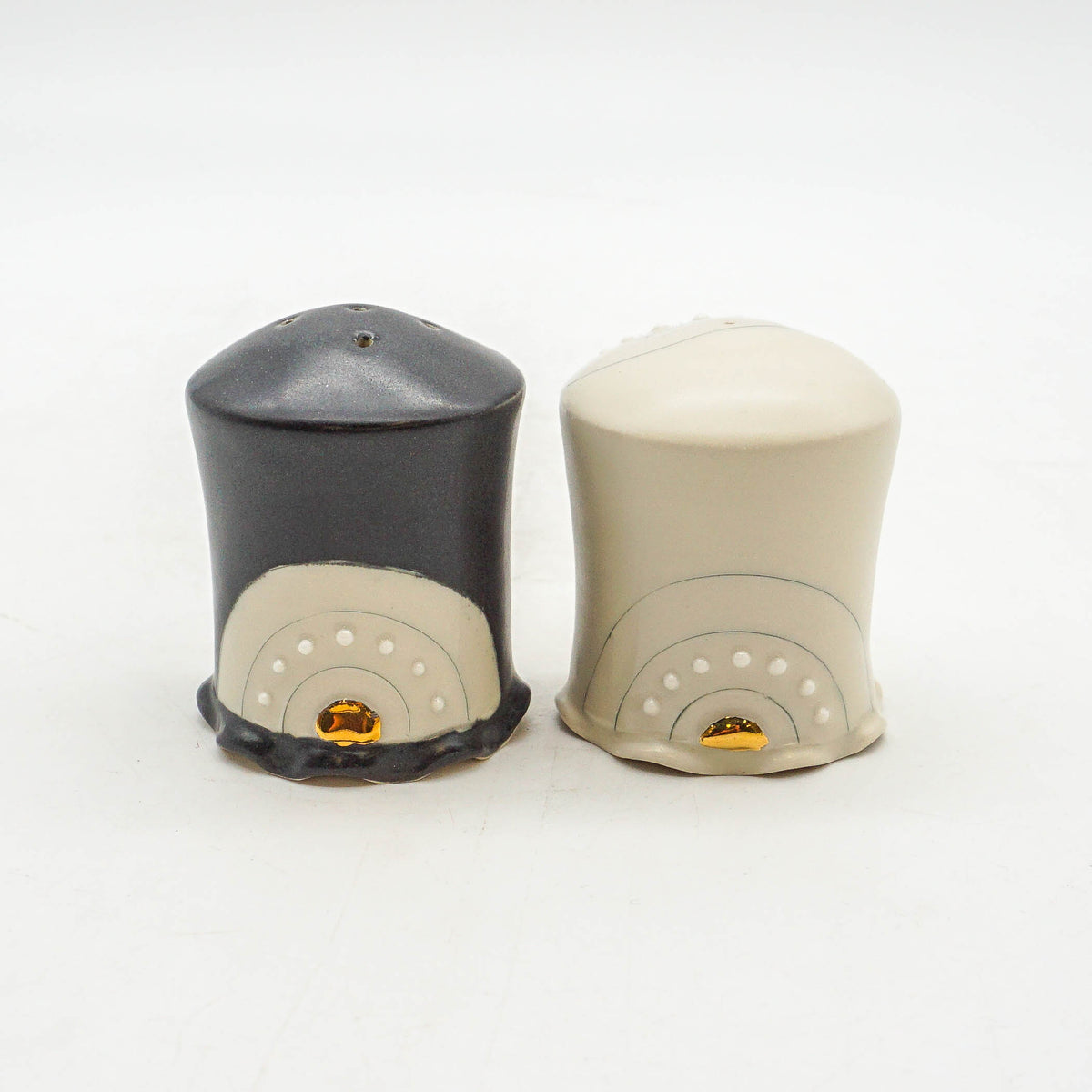 B&W Salt and Pepper Shakers