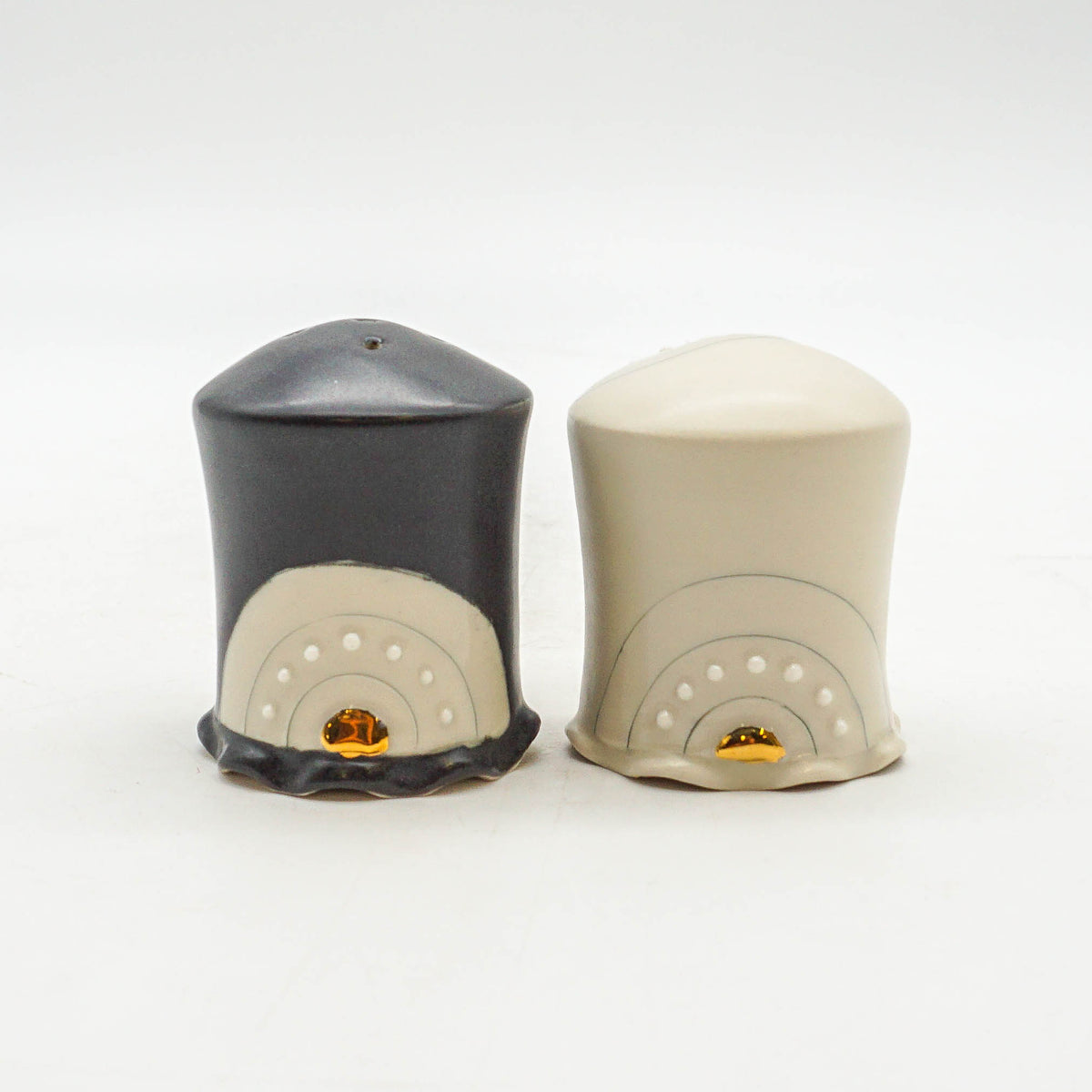 B&W Salt and Pepper Shakers