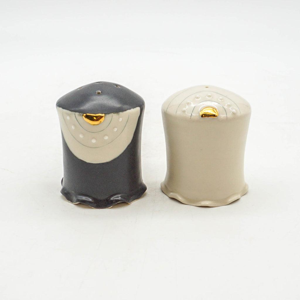 B&W Salt and Pepper Shakers