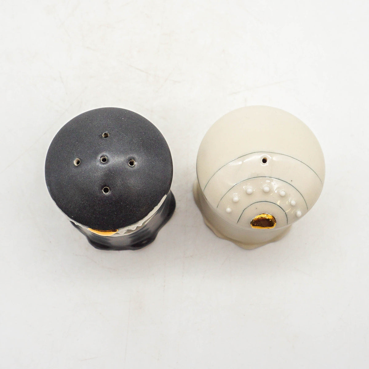 B&W Salt and Pepper Shakers