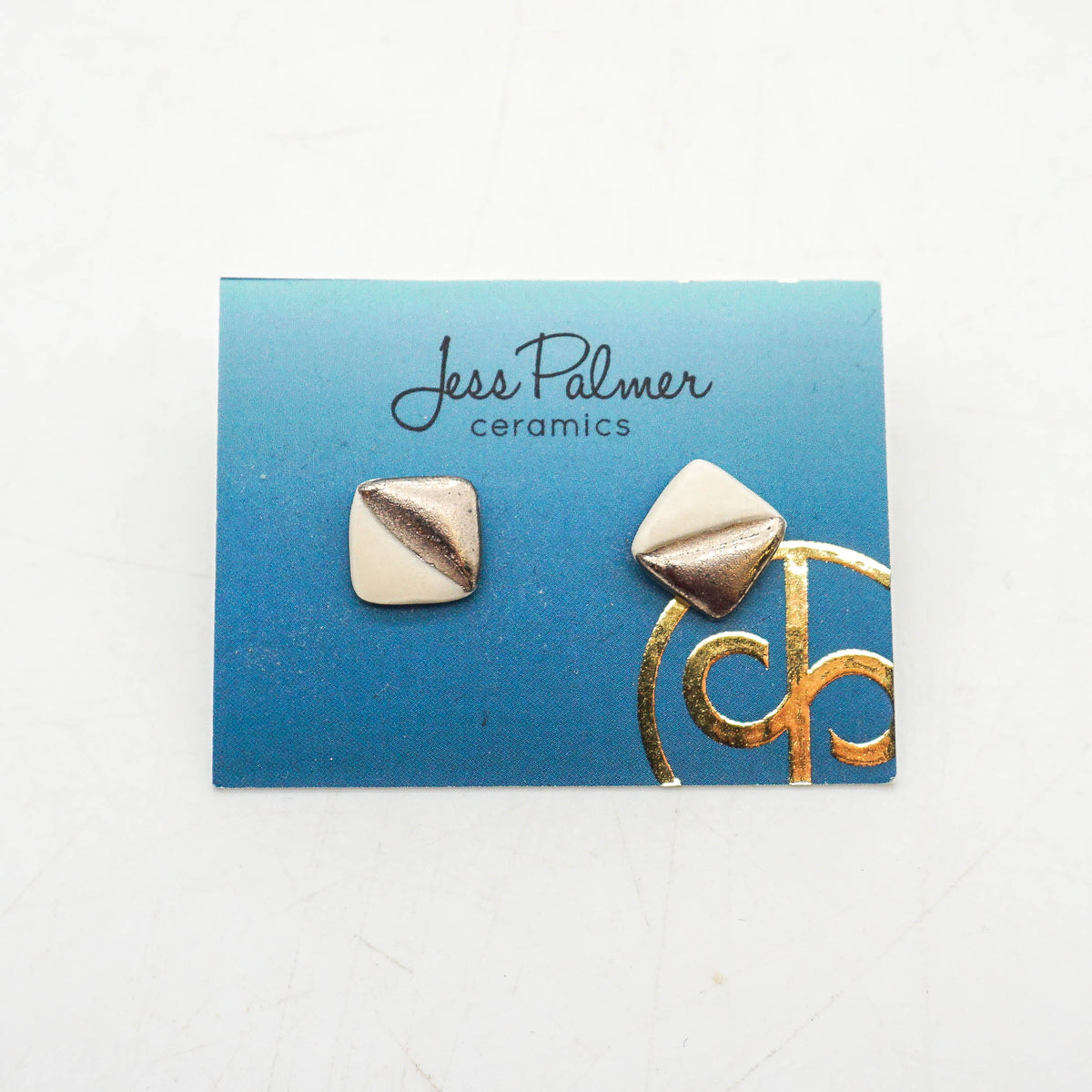 Square Silver/White Stud Earring
