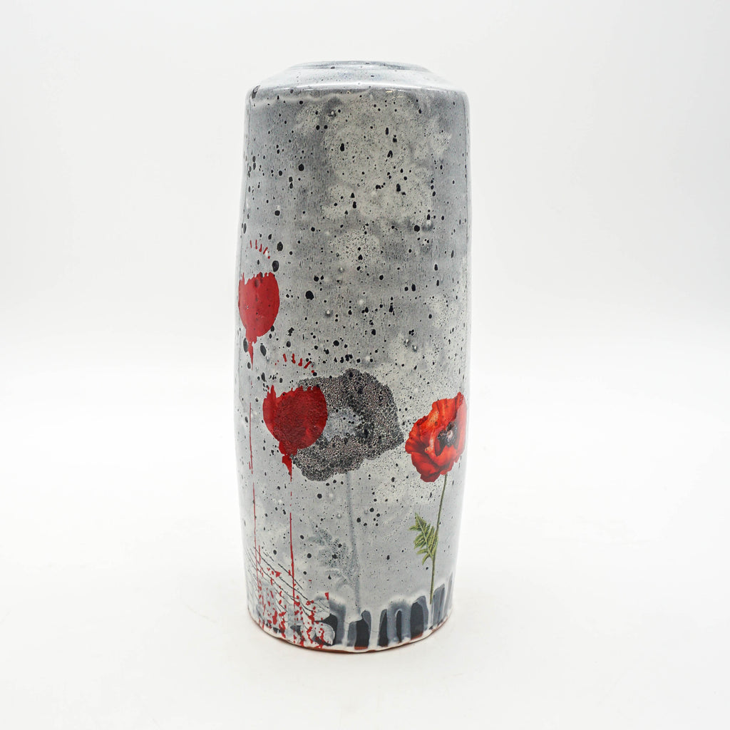 Vase - Grey Poppies