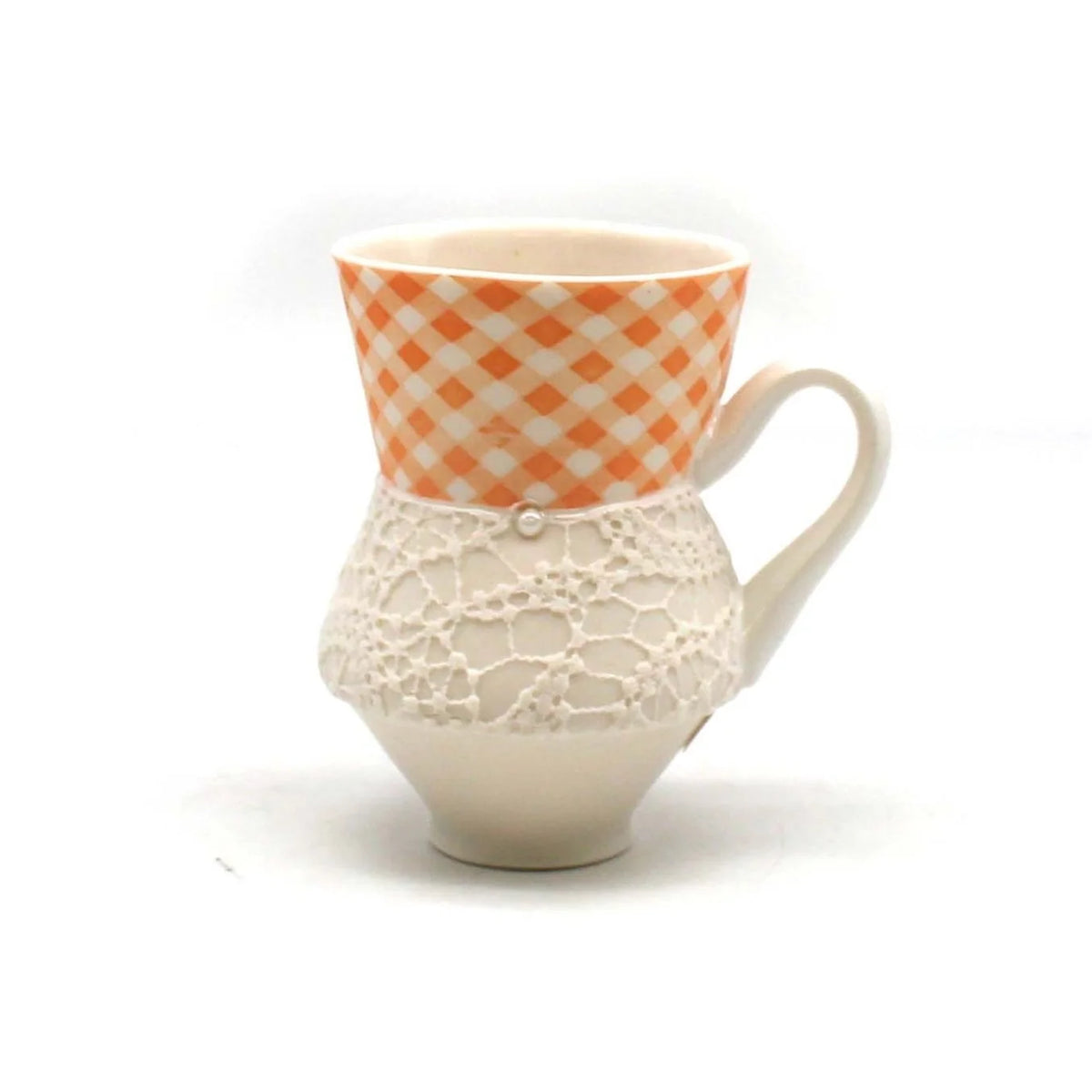 Orange Gingham Dimple Mug