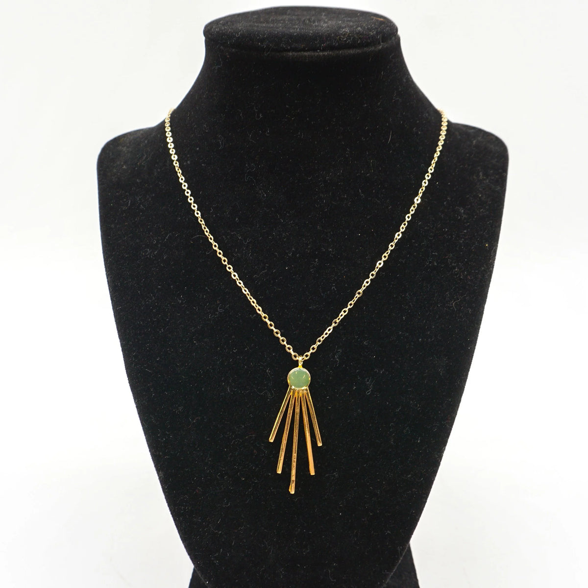 Fringed Pendant Necklace - Green