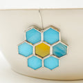 Honeycomb Planter Hanger - Light Blue & Yellow Center