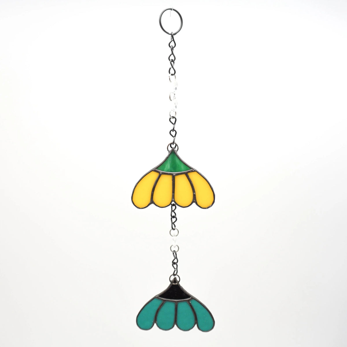 Double Bloom Flower Mobile - Yellow and Teal