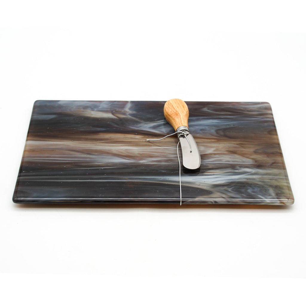 Large Charcuterie Board - Brown, Grey, White Swirls