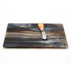Large Charcuterie Board - Brown, Grey, White Swirls