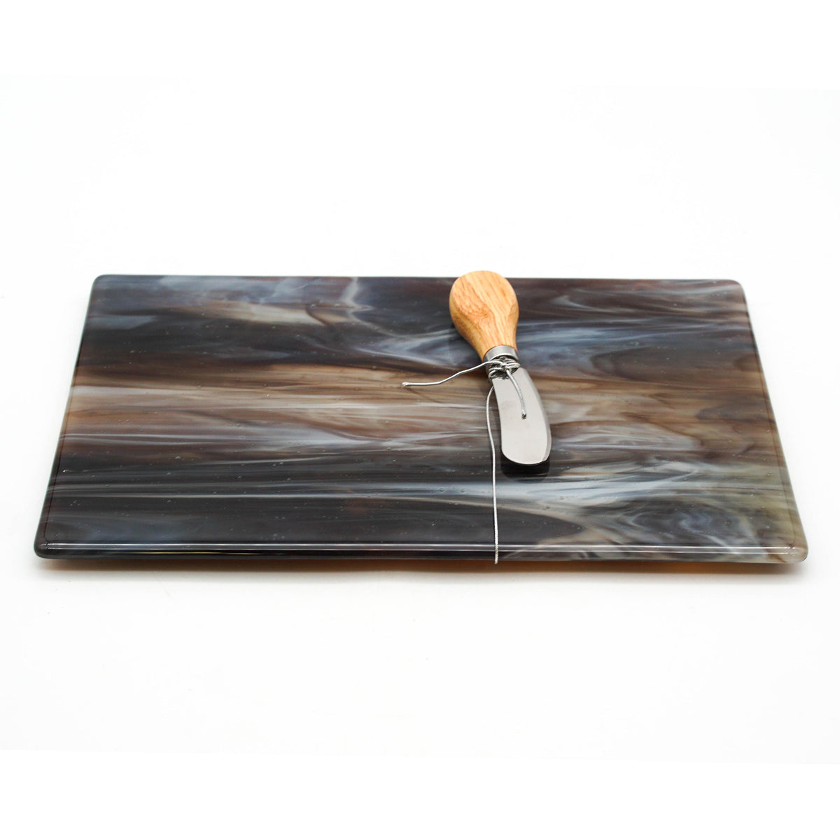 Large Charcuterie Board - Brown, Grey, White Swirls
