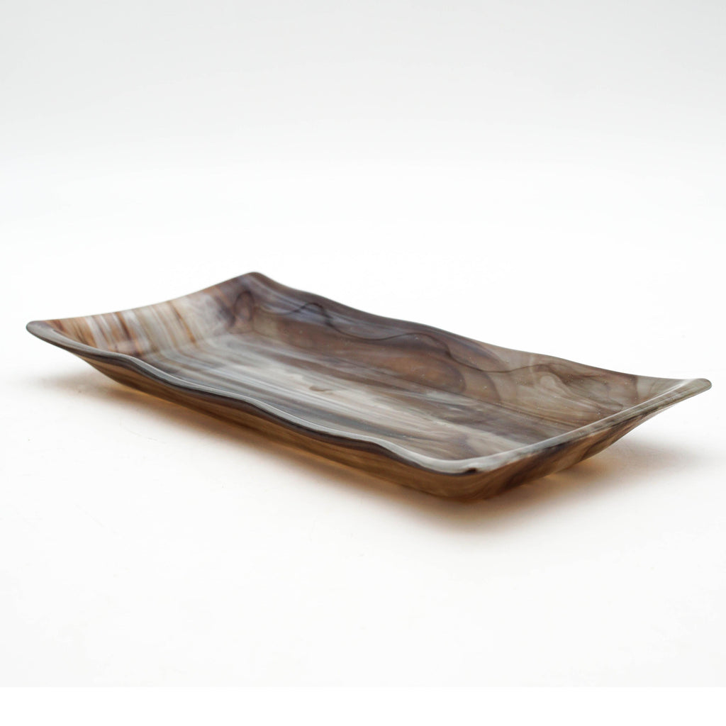 Large Platter - Brown, Grey, White Swirls