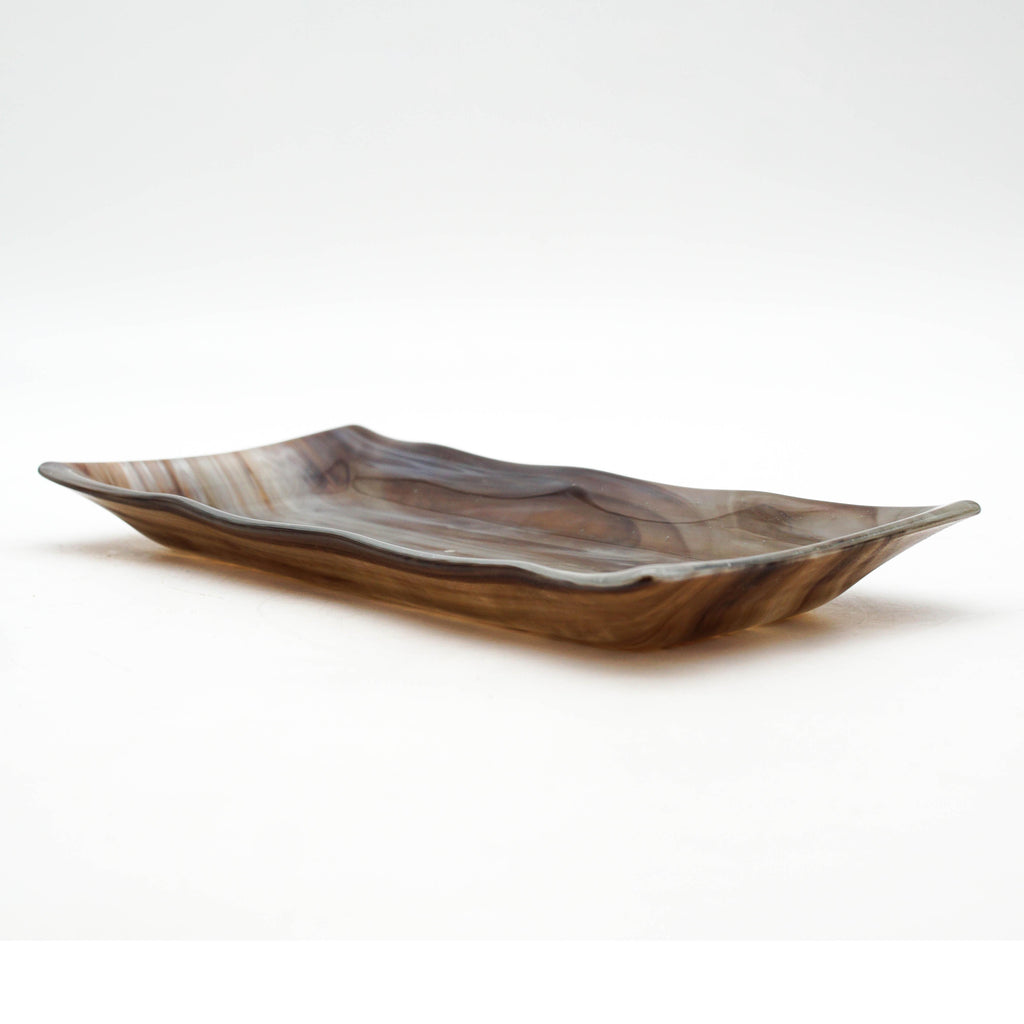 Large Platter - Brown, Grey, White Swirls