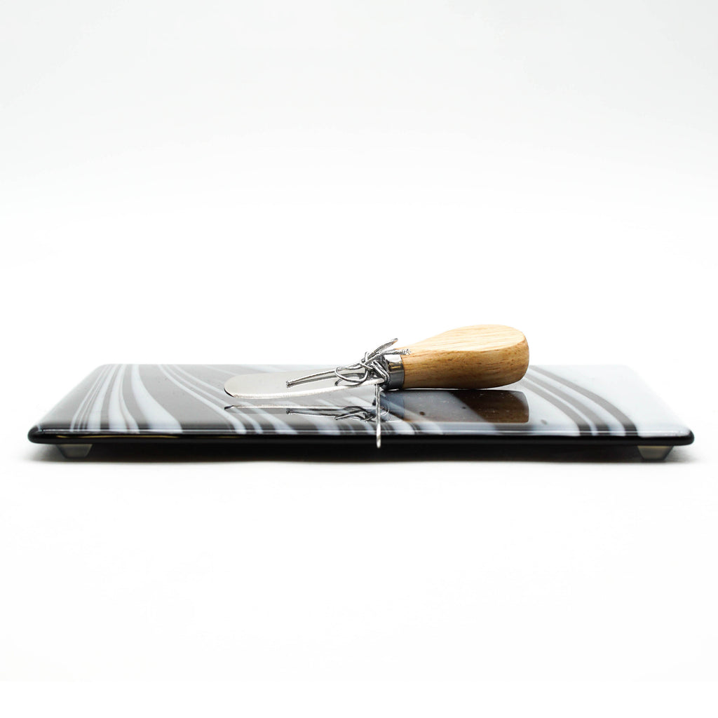 Small Charcuterie Board - Black and White Swirls