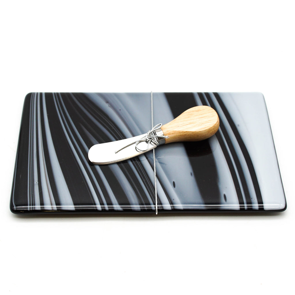 Small Charcuterie Board - Black and White Swirls