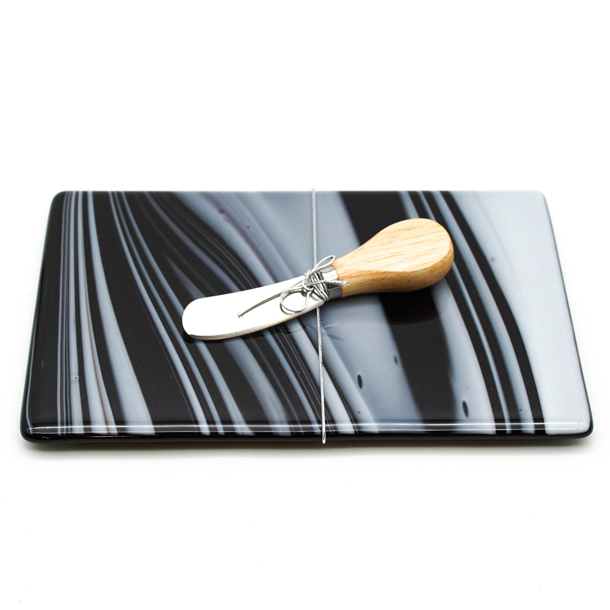 Small Charcuterie Board - Black and White Swirls