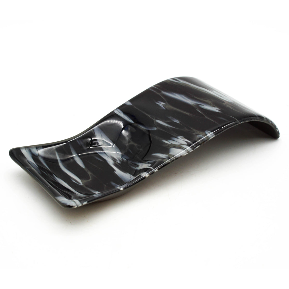 Large Spoon Rest - Black and White Swirls