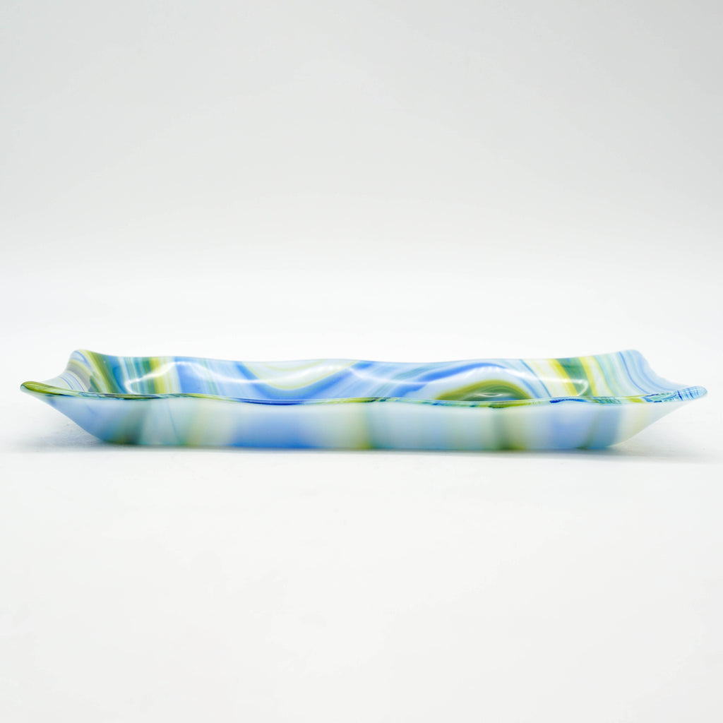 Large Platter - Clover, Blue and White Swirl