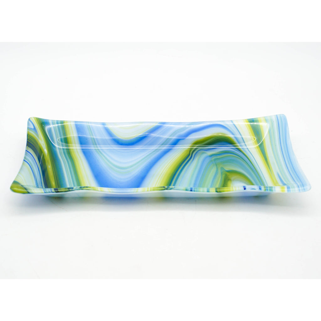 Large Platter - Clover, Blue and White Swirl