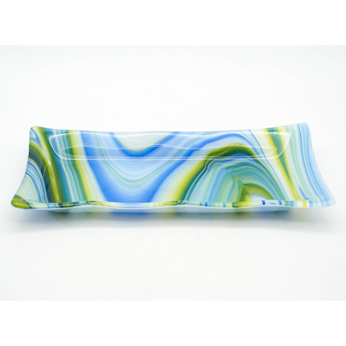 Large Platter - Clover, Blue and White Swirl