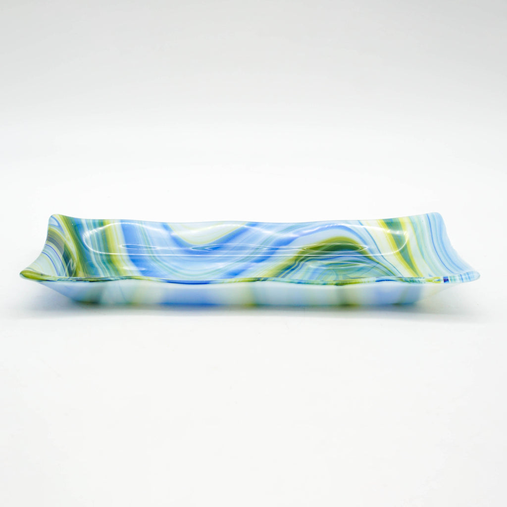 Large Platter - Clover, Blue and White Swirl
