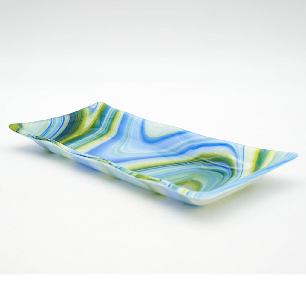 Large Platter - Clover, Blue and White Swirl