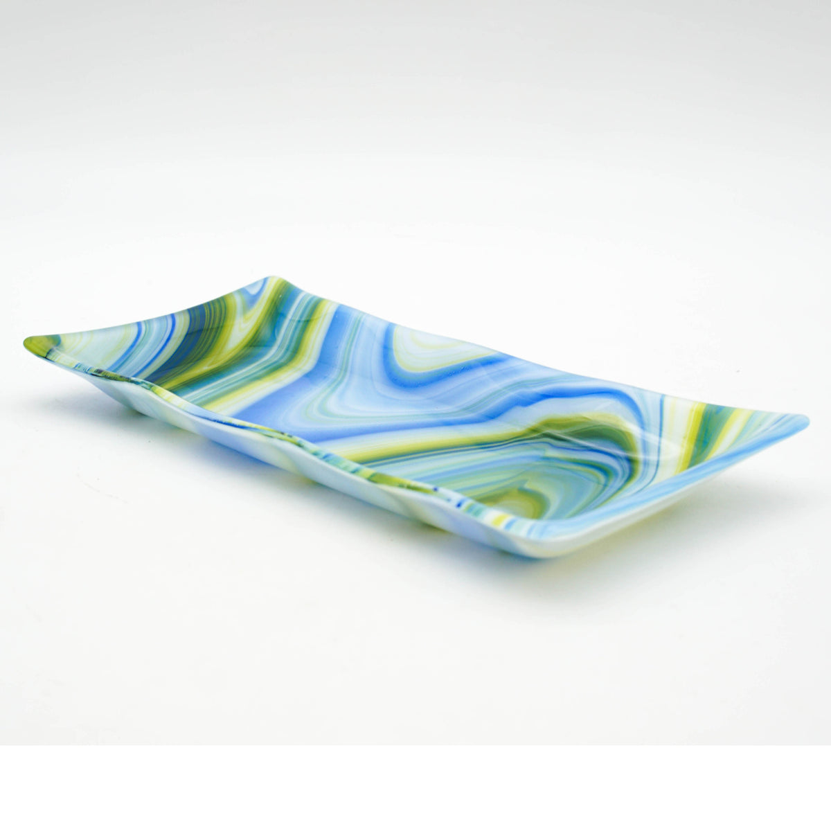 Large Platter - Clover, Blue and White Swirl