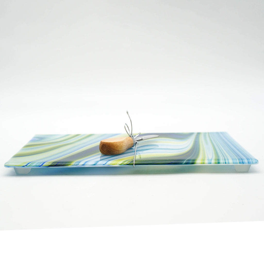 Large Charcuterie Board - Clover, Blue and White Swirl