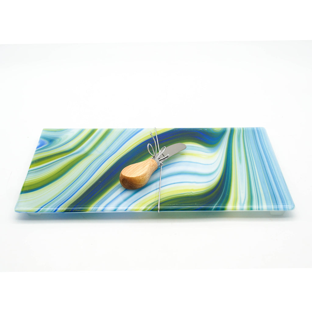 Large Charcuterie Board - Clover, Blue and White Swirl