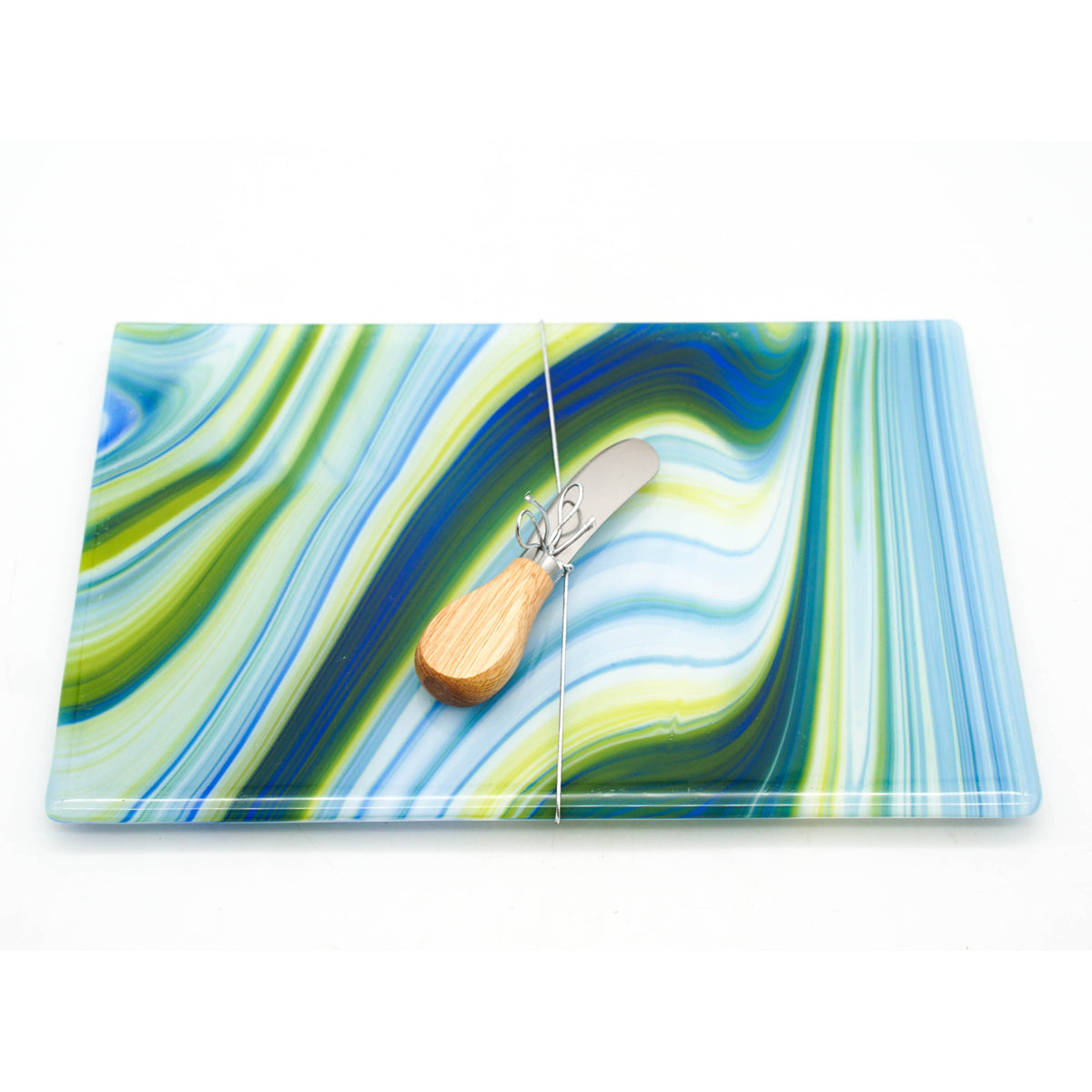Large Charcuterie Board - Clover, Blue and White Swirl