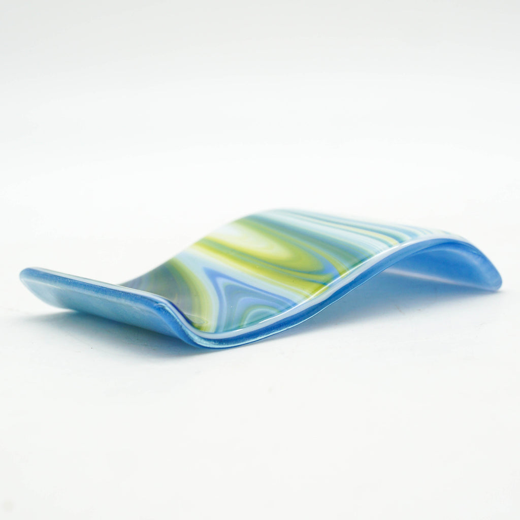 Small Spoon Rest - Clover, Blue and White Swirl