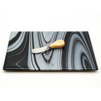 Large Charcuterie Board - Black and White Swirls