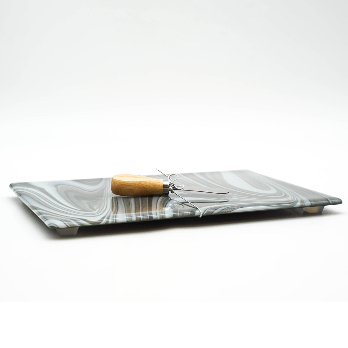 Large Charcuterie Board - Charcoal and White Swirls