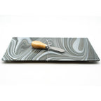 Large Charcuterie Board - Charcoal and White Swirls