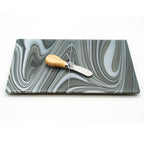 Large Charcuterie Board - Charcoal and White Swirls