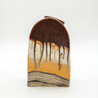 Tall Arch Vase- Brown and Yellow