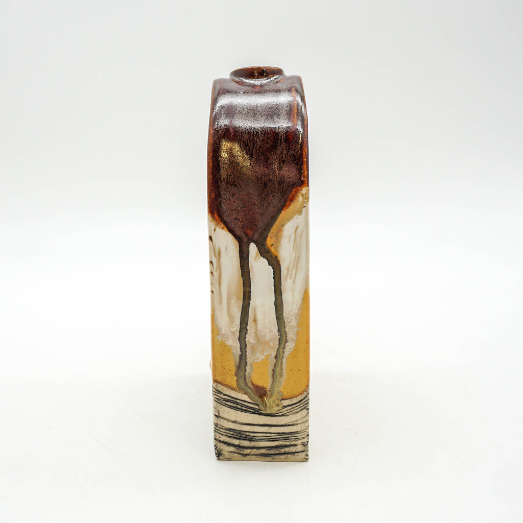 Tall Arch Vase- Brown and Yellow