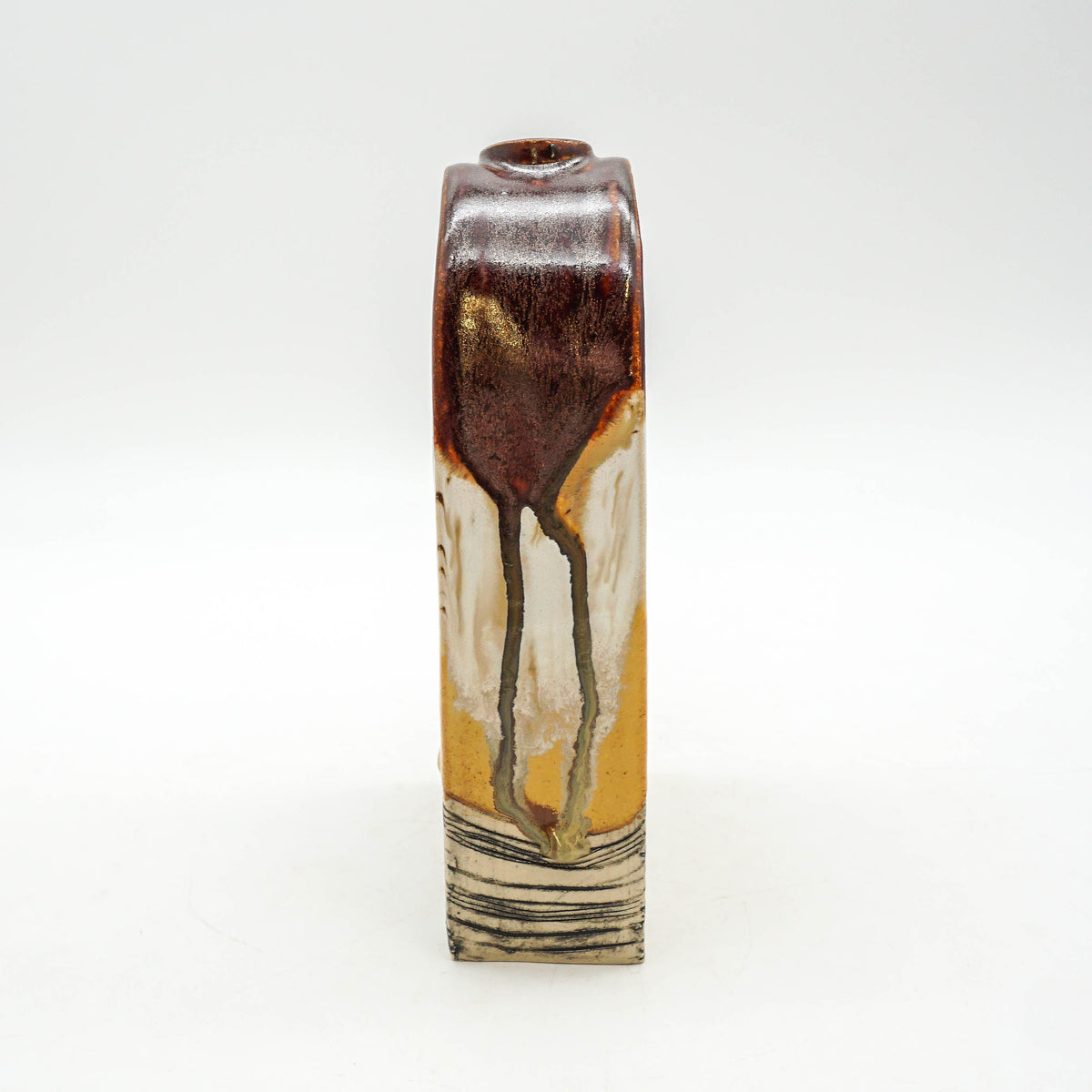 Tall Arch Vase- Brown and Yellow