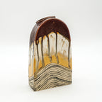 Tall Arch Vase- Brown and Yellow