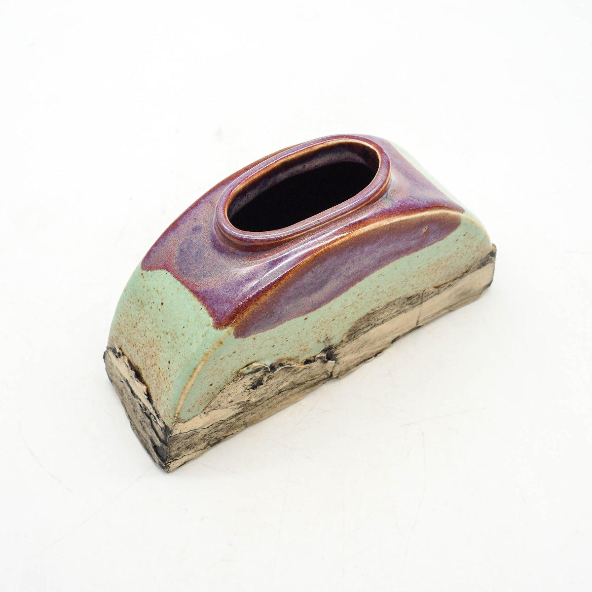 Half Circle Vase - Purple and Green