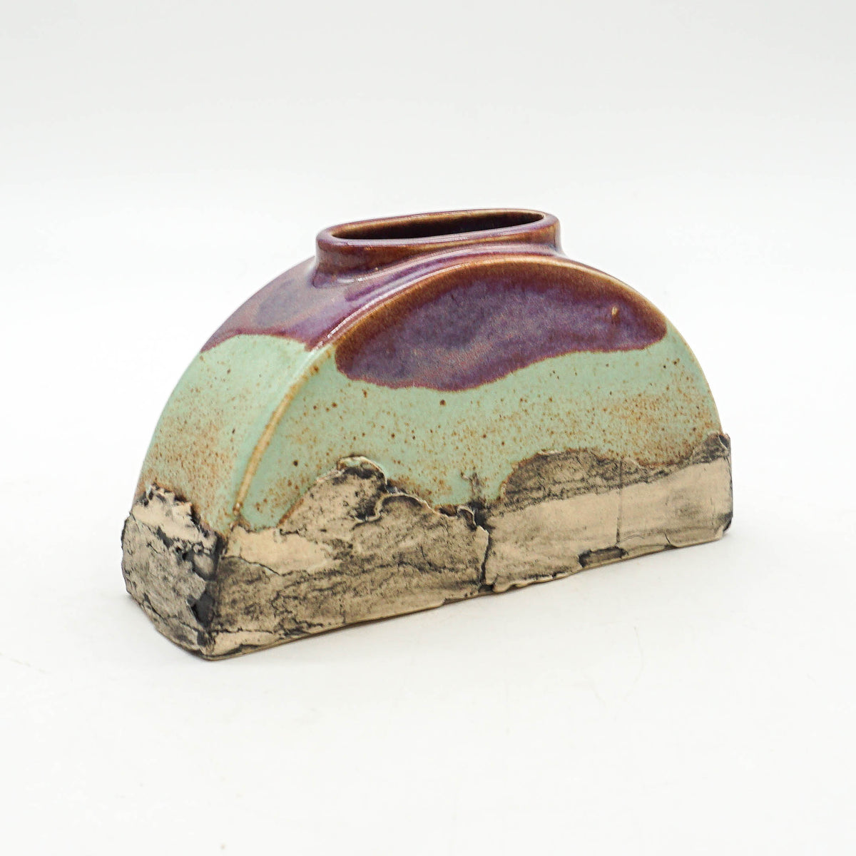 Half Circle Vase - Purple and Green